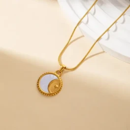 Round Sun Moon Pendant Necklace